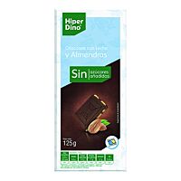 HiperDino tableta de chocolate con leche y almendra sin azúcar 125 g
