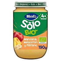 Hero Solo tarrito de manzana, melocotón y plátano eco 190 g