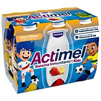 Actimel kids sabor fresa y plátano 6 x 100 g