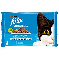 Félix gato selección de pescados en gelatina 4 x 85 g