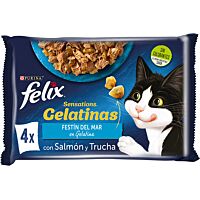 Félix gato sensations gelatinas pescados 4 x 85 g