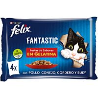 Félix Fantastic gato festín de carnes 4 x 100 g