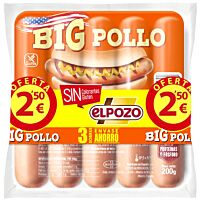 ElPozo salchichas big de pollo 3 x 200 g