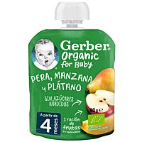 Gerber pouch de plátano, manzana y pera eco 90 g