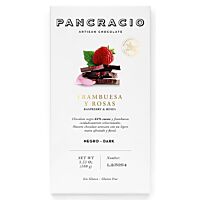 Pancracio tableta de chocolate con frambuesa, rosas y chocolate negro 64 % 100 g
