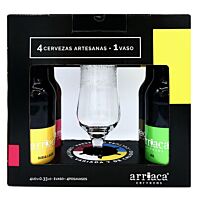 Arriaca cerveza artesana 4 x 33 cl + vaso