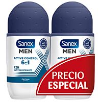 Sanex desodorante roll-on men active control 2 x 50 ml