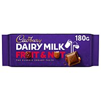 Cadbury tableta de chocolate fruit & nut 180 g