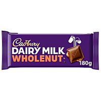 Cadbury tableta de chocolate wholenut 180 g