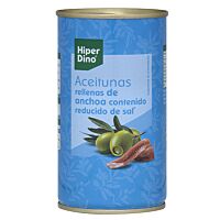 HiperDino aceituna rellena de anchoa suave baja en sal 150 g