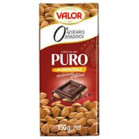 Valor tableta de chocolate puro con almendra sin azúcar 150 g