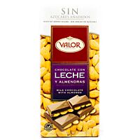 Valor tableta de chocolate con leche y almendra sin azúcar 150 g