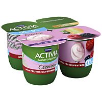 Activia 0 % cremoso sabor frutas del bosque 4 x 125 g