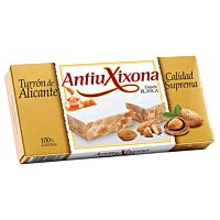 Antiu Xixona turrón suprema Alicante etiqueta blanca 150 g