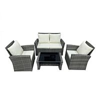 Conjunto jardin ratan blanco 2 sillones + mesa