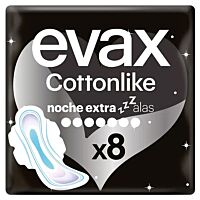 Evax compresa cottonlike noche extra alas 8 ud
