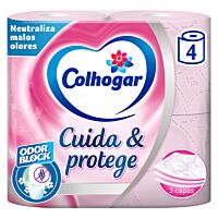 Colhogar papel higiénico protect care rosa perfumado 3 capas 4 ud