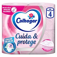 Colhogar papel higiénico protect care rosa perfumado 3 capas 4 ud