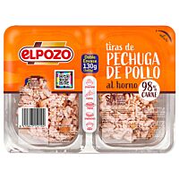ElPozo tiras de pechuga de pollo horno 2 x 65 g