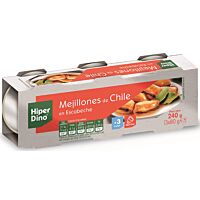 HiperDino mejillón Chile escabeche 3 x 43 g