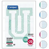Campus recambio A4 120 h 90 g 5 colores pastel