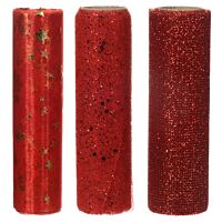 Tela decorativa poliester sutido rojo 200 x 14 cm