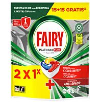 Fairy lavavajillas platinium plus limón 15 + 15 lv