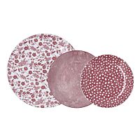 Aquilea Biadosa vajilla porcelana rosa 12 piezas