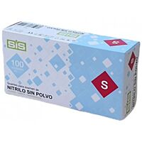 Sis guante de nitrilo sin polvo azul talla S 100 ud
