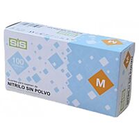 Sis guante de nitrilo sin polvo azul talla M 100 ud