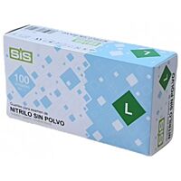 Sis guante de nitrilo sin polvo azul talla L 100 ud