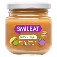 Smileat tarrito de plátano, pera y ciruelas 130 g