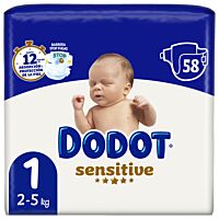 Dodot pañal sensitive talla 1 2-5 kg 58 ud