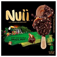 Nuii helado de chocolate y nueces Brasil 3 x 90 ml