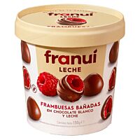 Franui frambuesas bañadas en chocolate blanco con leche congeladas 150 g