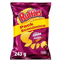 Ruffles papas fritas onduladas sabor jamón 243 g