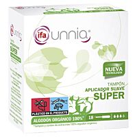 Ifa Unnia tampon con aplicador super 100% orgánico 18 ud