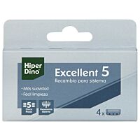 HiperDino recambio maquinilla de afeitar 5 hojas 4 ud