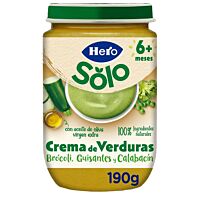 Hero solo tarrito de brócoli, guissantes y calabacin190 g