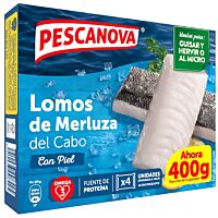 Pescanova lomos de merluza del cabo con piel congelados 400 g