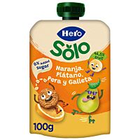 Hero sólo pouch naranja, plátano, pera y galleta 100 g