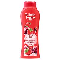 Tulipán Negro gel de baño fresa y cereza 600 ml+120 ml