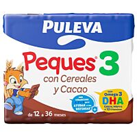 Puleva Peques 3 leche de crecimiento líquida con cereales y cacao 3 x 200 ml