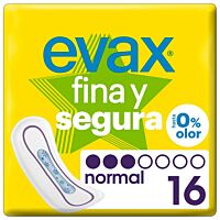Evax compresa fina y segura sin alas normal 16 ud