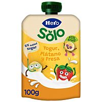 Hero sólo pouch yogur, plátano y fresa 100 g