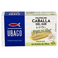 Ubago filetes de caballa en aceite de oliva bajo en sal 125 g