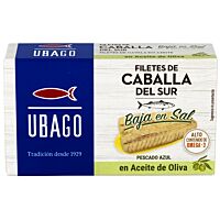 Ubago filetes de caballa en aceite de oliva bajo en sal 125 g