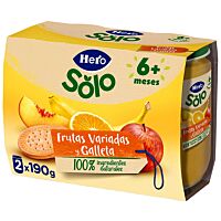 Hero Baby tarritos frutas variadas y galleta (+ 6 meses) 2 x 190 g