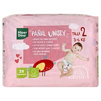 HiperDino pañal talla 2 3-6 kg 28 ud