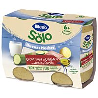 Hero Baby Buenas Noches tarritos crema suave de calabacín con jamón y quesito (+ 6 meses) 2 x 190 g